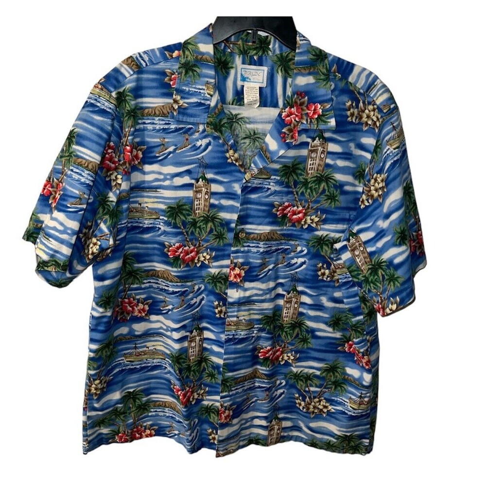 PRIDE OF HAWAII Hawaiian Shirt Mens Sz 2X Aloha Beach Surfing Coastal Vintage - Picture 2 of 10